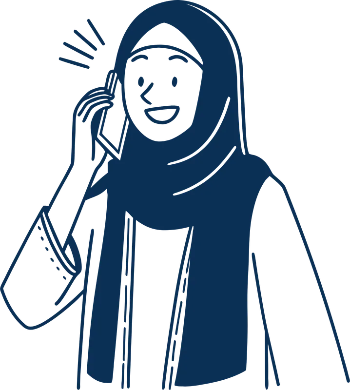 A woman smiling on a phone call
